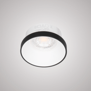 MALE CADRE SPOT FIXE A ENCASTRER ROND ALUMINIUM BLANC+NOIR